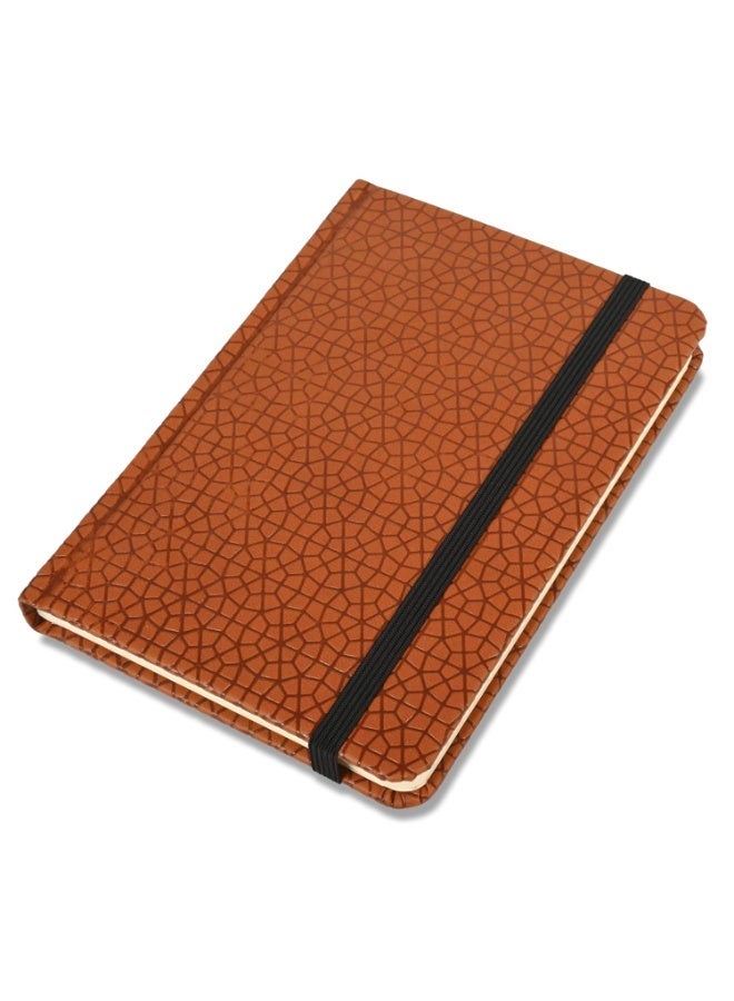 FIS® Executive Notebook, Italian PU Materials, A6 Size(105x148mm,) Round Corners, 96 Sheets, Single Ruled, 70gsm Italian Ivory Paper with Elastic Band Closure, 1 Piece, Brown Color-FSNBEXA6BRD4 - Image 1